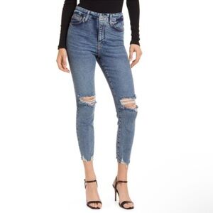 Good American Good Waist Chew Hem Cropped jeans blue799 - 8/29
